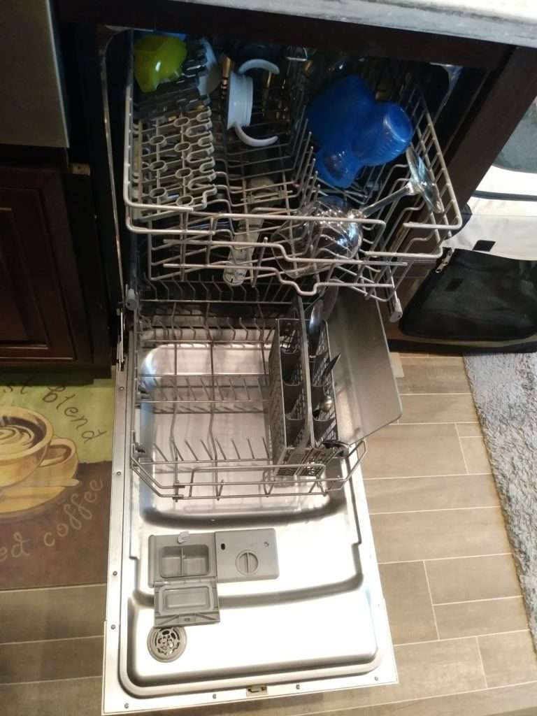 Open RV dishwasher