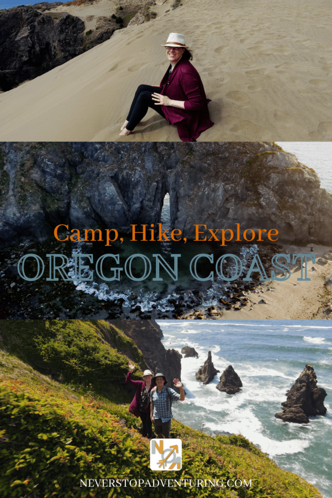 Pinnable image of Camp, Hike, Explore Oregon Coast