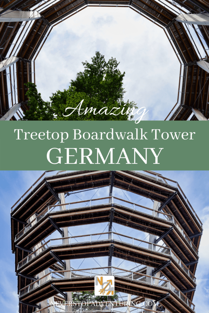 Pinnable image of an amazing treetop boardwalk tower in Germany