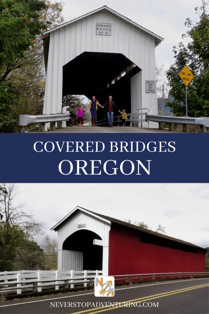 Pinnable image of two Oregon covered bridges