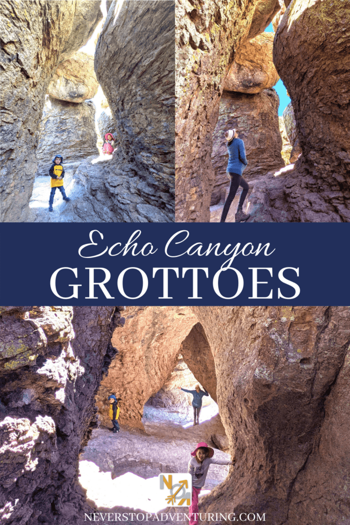 Pinnable image of woman and kids in Echo Canyon Grottoes