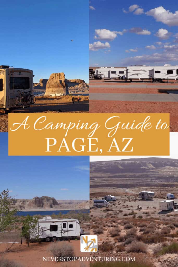 A pinnable image of camping near Page, AZ