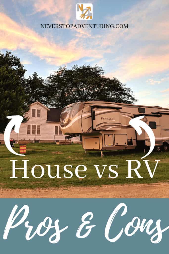 Pinnable image of a house and an RV