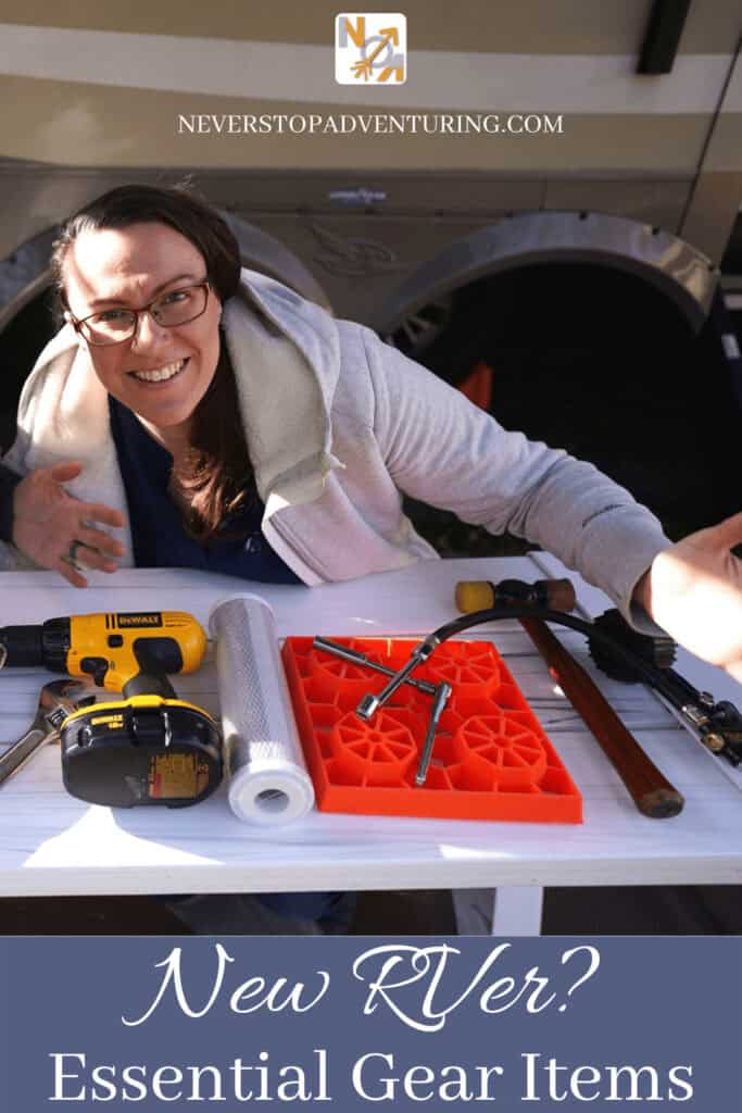 PInnable image of Christine showing gear for new RVers