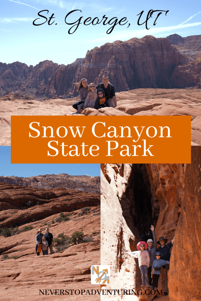 Family and scenery in Snow Canyon